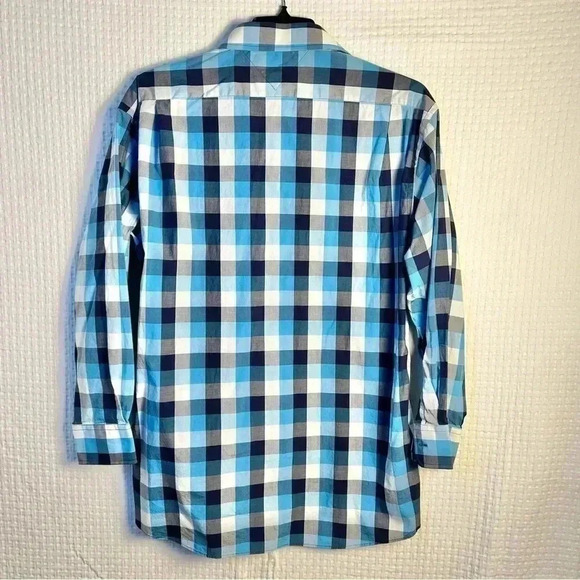 Tommy Hilfiger Plaid Check Shirt Sz 17- 32/33 Long Sleeve Button Up 100% Cotton - Picture 2 of 11